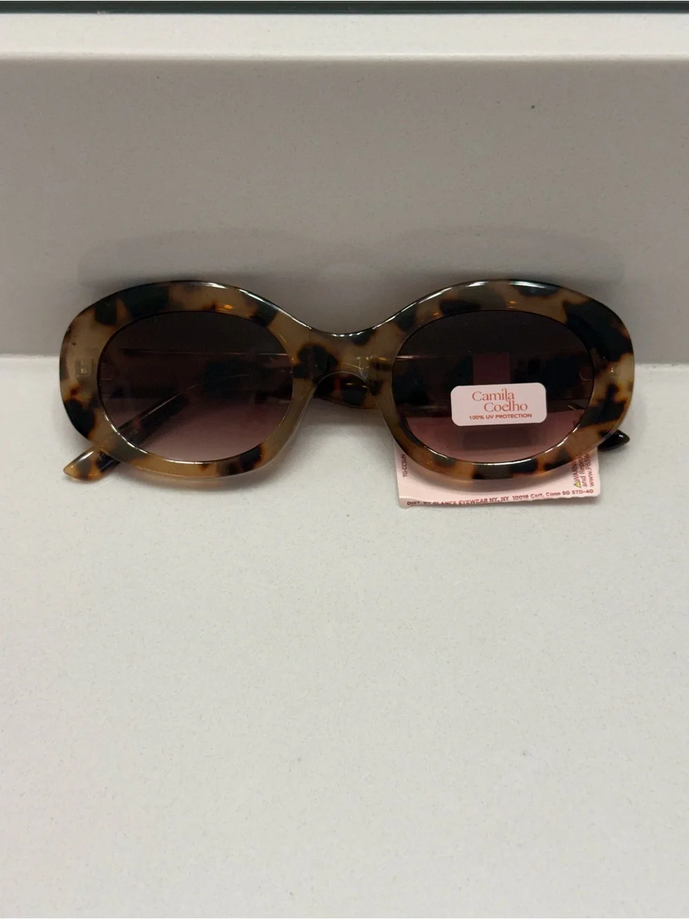 Camila Coelho Tortoiseshell Oval Sunglasses with Brown Gradient Lenses NWT